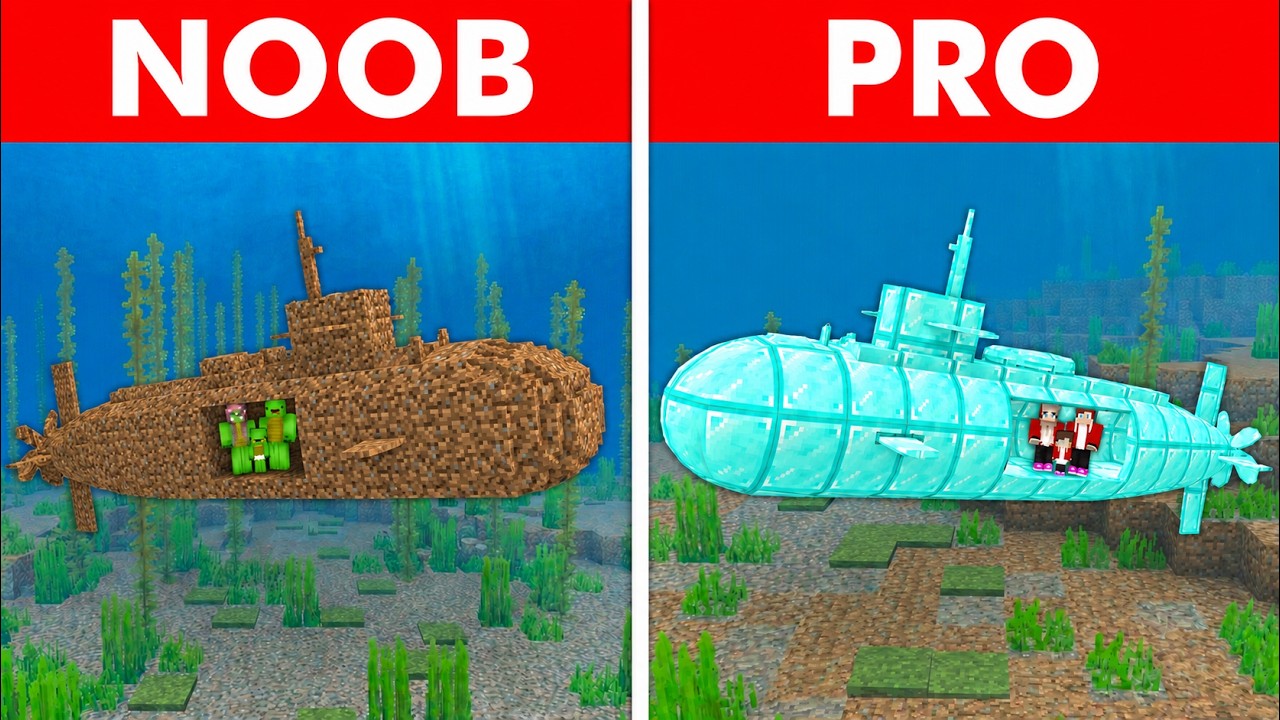 NOOB vs PRO: SAFEST SUBMARINE HOUSE TO PROTECT FAMILY!!