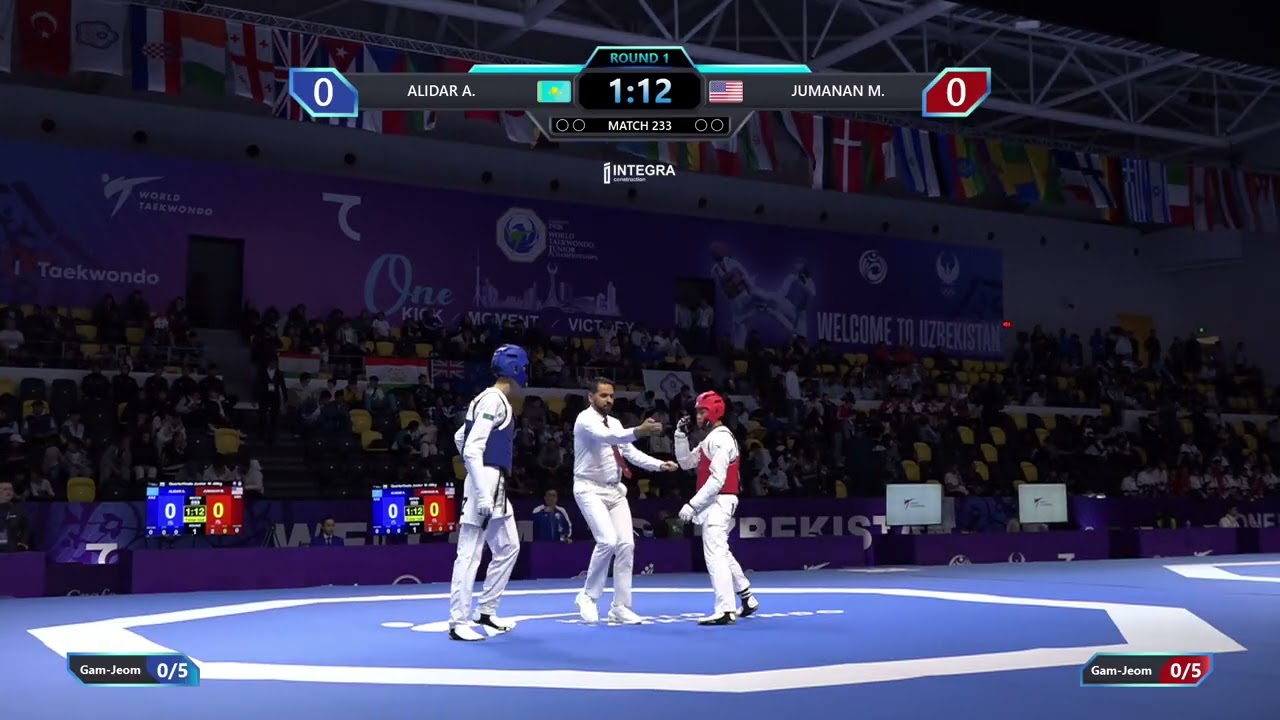233 Quarterfinals M 68kg KAZ ALIDAR A USA JUMANAN M PGM background