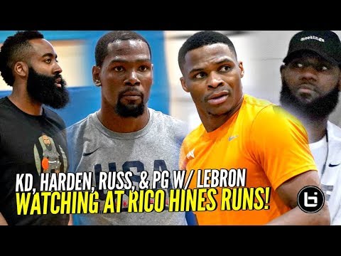 Kevin Durant, Russell Westbrook, James Harden & PG w/ LeBron Watching at Rico Hines Private Runs!! background