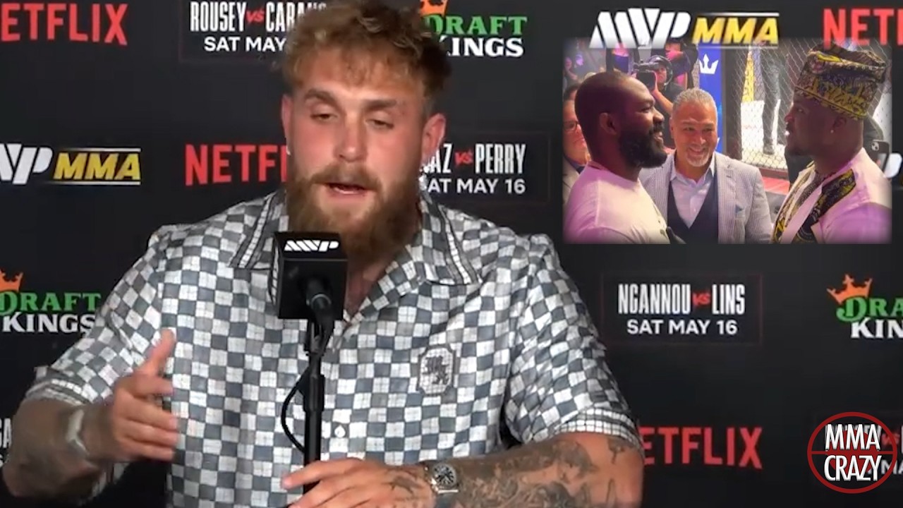 Jake Paul “I’ve been WANTING to make Jon Jones vs Francis Ngannou… it really sucks” background