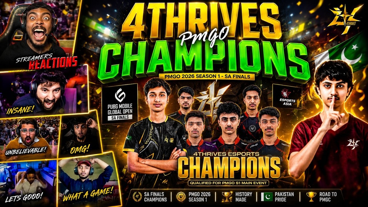 4THRIVES CHAMPIONS ๐ STREAMERS CRAZY REACTION ๐ฑ FALAK MVP ๐ FINAL DAY PMGO PAKISTAN ๐ HIGHLIGHTS