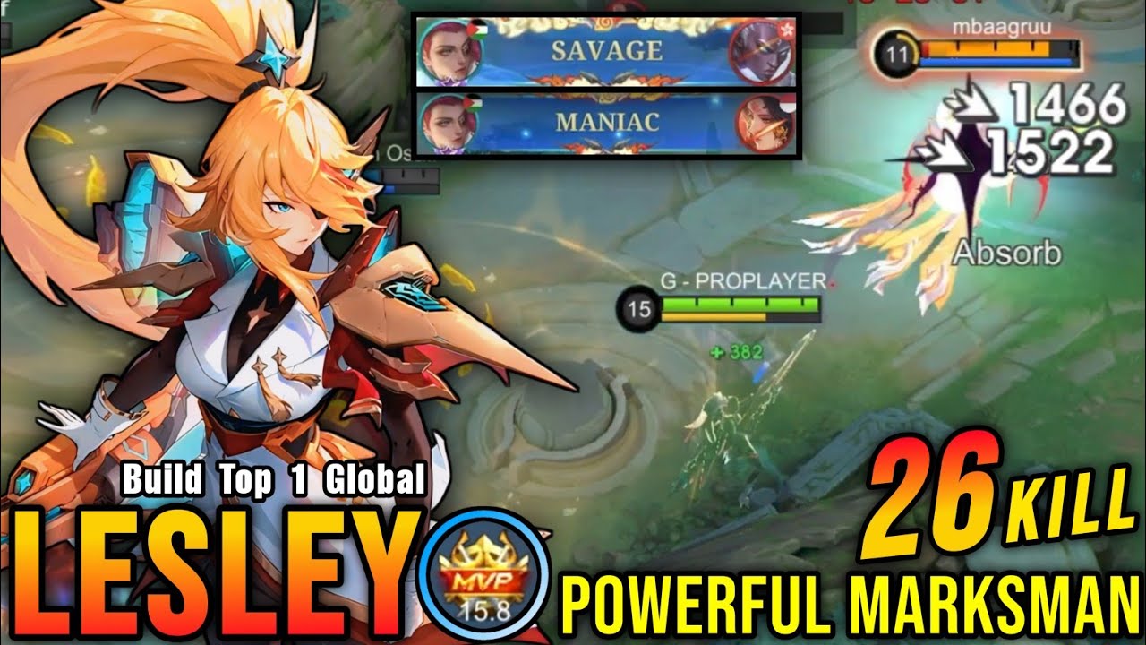 SAVAGE & MANIAC!! 26 Kills Lesley Shutdown All Enemies!! - Build Top 1 Global Lesley ~ MLBB background