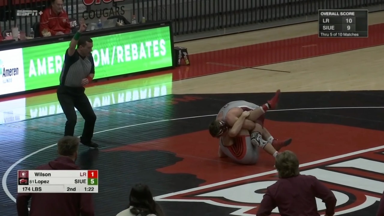 165lbs Matty Bianchi (Little Rock) vs Brock Woodcock (SIUE) background
