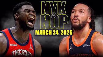 New York Knicks vs New Orleans Pelicans Full Game Highlights – March 24, 2026 | NBA Season background