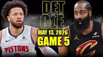 Cleveland Cavaliers vs Detroit Pistons Full Game 5 Highlights - May 13, 2026 | NBA Playoffs poster — similar to Boston Celtics vs Phoenix Suns Full Game Highlights – March 16, 2026 | NBA Season