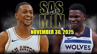 San Antonio Spurs vs Minnesota Timberwolves Full Game Highlights - November 30, 2025 | NBA Season background