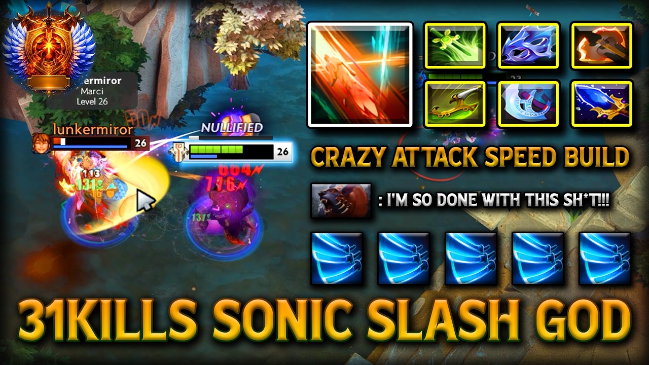 ULTRA SONIC SLASH SPEED CARRY GOD JUGGERNAUT | 31KILLS WITH CRAZY ATTACK SPEED BUILD 7.41C DOTA 2