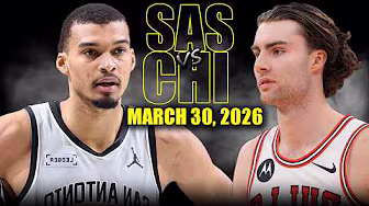 San Antonio Spurs vs Chicago Bulls Full Game Highlights – March 30, 2026 | NBA Season background