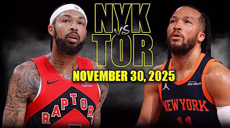 New York Knicks vs Toronto Raptors Full Game Highlights - November 30, 2025 | NBA Season background