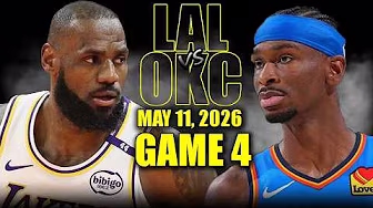 Los Angeles Lakers vs Oklahoma City Thunder Full Game 4 Highlights - May 11, 2026 | NBA Playoffs poster — similar to Boston Celtics vs Phoenix Suns Full Game Highlights – March 16, 2026 | NBA Season