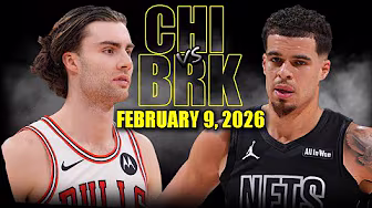 Chicago Bulls vs Brooklyn Nets Full Game Highlights – February 9, 2026 | NBA Season background