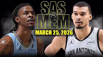 San Antonio Spurs vs Memphis Grizzlies Full Game Highlights – March 25, 2026 | NBA Season background