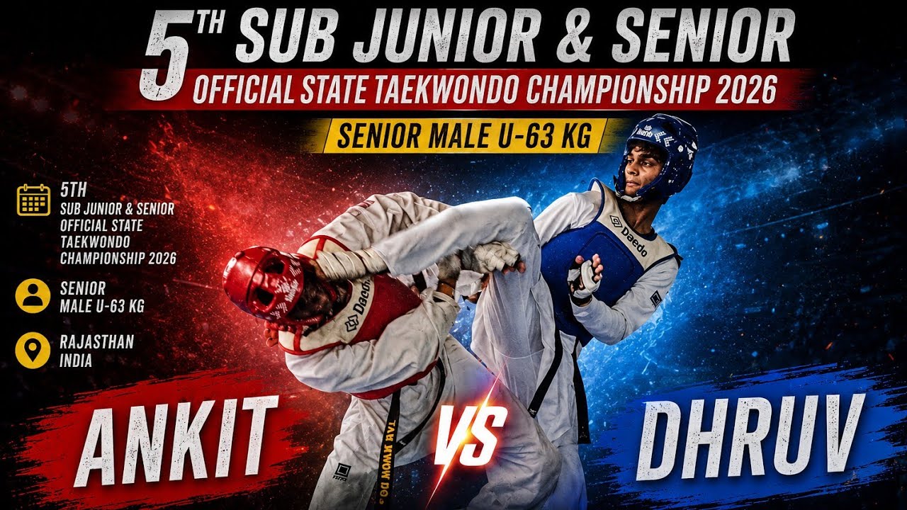 Senior Male U-63 KG Final Battle ⚡ Dhruv VS Ankit | Taekwondo 2026 #63kg background