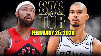 San Antonio Spurs vs Toronto Raptors Full Game Highlights – February 25, 2026 | NBA Season background