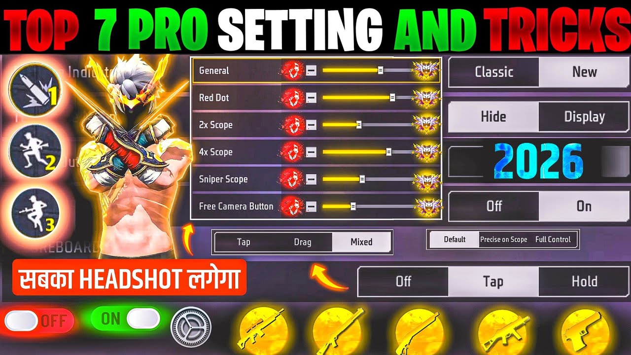 Free Fire Max Auto Headshot Trick 2026 Sensitivity | 2gb, 4gb, 6gb Ram Headshot Sensitivity Setting