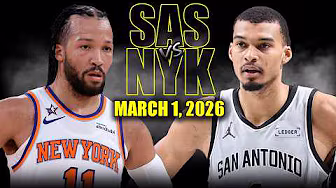 San Antonio Spurs vs New York Knicks Full Game Highlights – March 1, 2026 | NBA Season