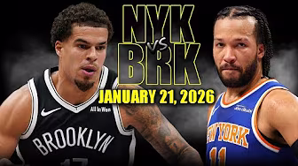 New York Knicks vs Brooklyn Nets Full Game Highlights – January 21, 2026 | NBA Season background