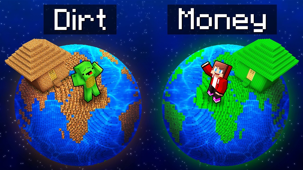 Mikey Dirt vs JJ Money Planet Survival Battle in Minecraft - Maizen