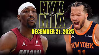 New York Knicks vs Miami Heat Full Game Highlights – December 21, 2025 | NBA Season background