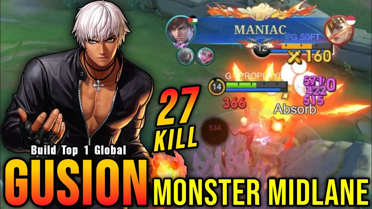 Almost SAVAGE!! Monster Midlane Gusion Insane 27 Kills!! - Build Top 1 Global Gusion ~ MLBB