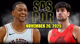 San Antonio Spurs vs Portland Trail Blazers Full Game Highlights - November 26, 2025 | NBA Season background