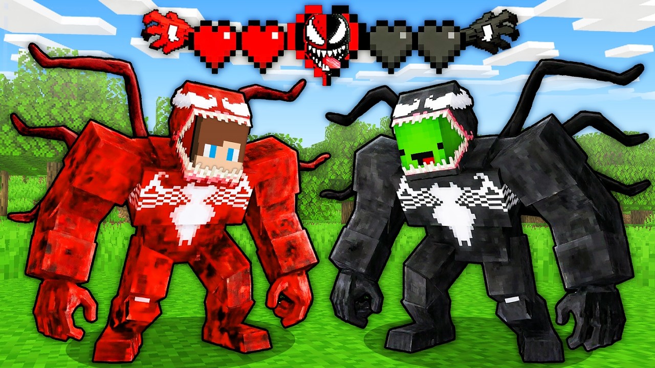 Mikey and JJ Survive as VENOM and CARNAGE! SUPERHERO CHALLENGE! - in Minecraft Maizen