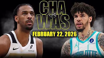 Charlotte Hornets vs Washington Wizards Full Game Highlights – February 22, 2026 | NBA Season background