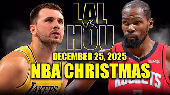 Los Angeles Lakers vs Houston Rockets Full Game Highlights – December 25, 2025 | NBA Christmas background