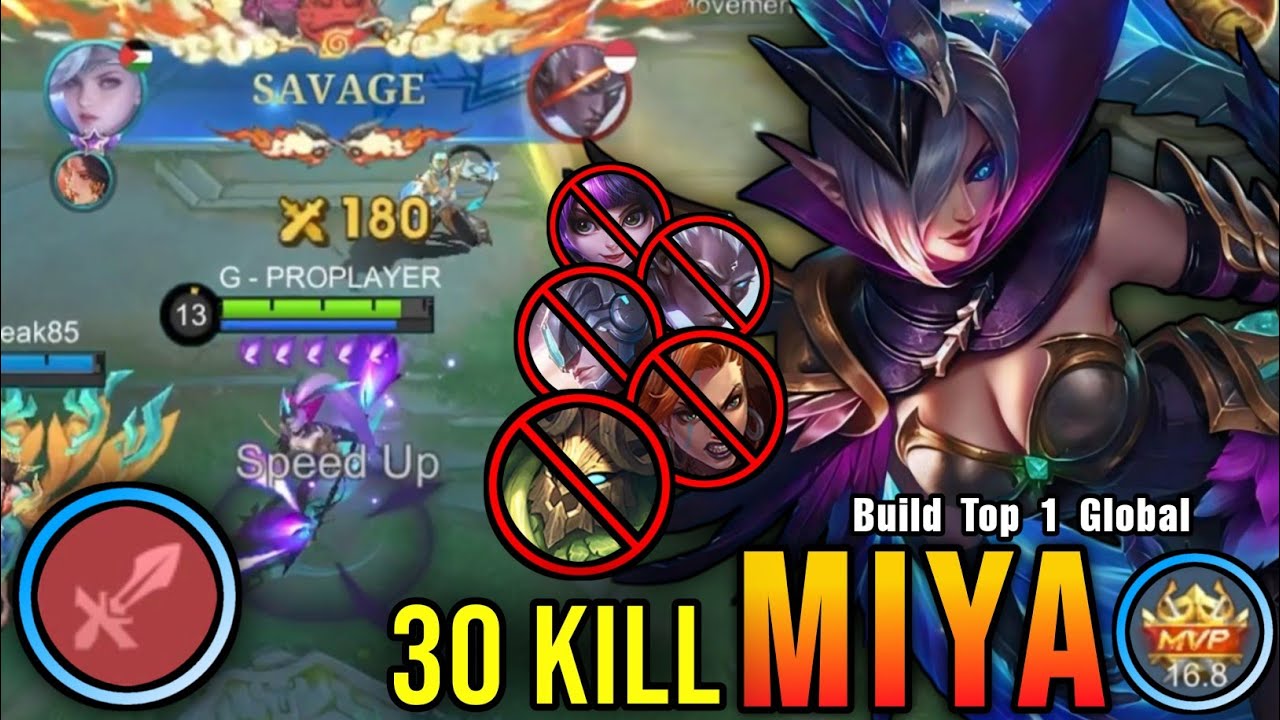 30 Kills + SAVAGE!! Miya New META with Fighter Emblem!! - Build Top 1 Global Miya ~ MLBB