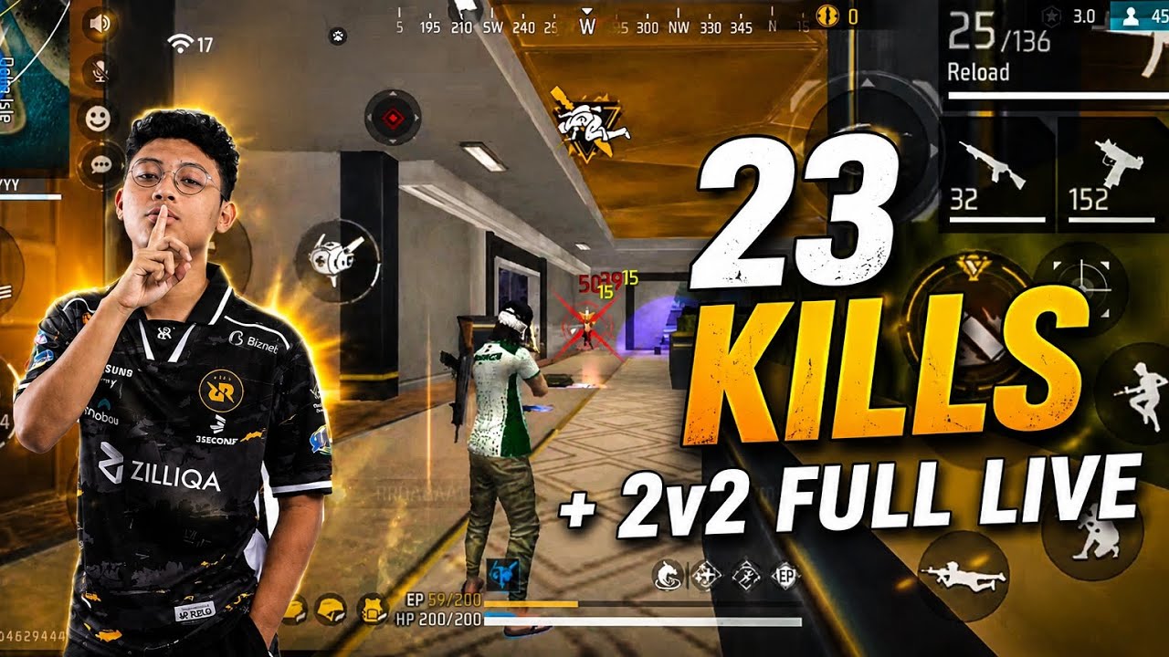 RUSHER RRQ ABAAY 23 KILLS FULL LIVE FREE FIRE RANKED background