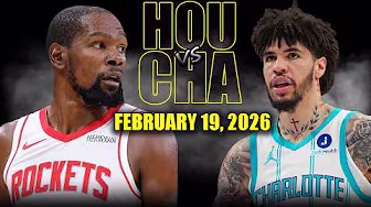 Houston Rockets vs Charlotte Hornets Full Game Highlights – February 19, 2026 | NBA Season background