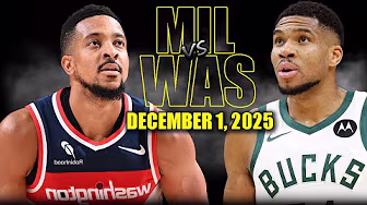 Milwaukee Bucks vs Washington Wizards Full Game Highlights - December 1, 2025 | NBA Season background