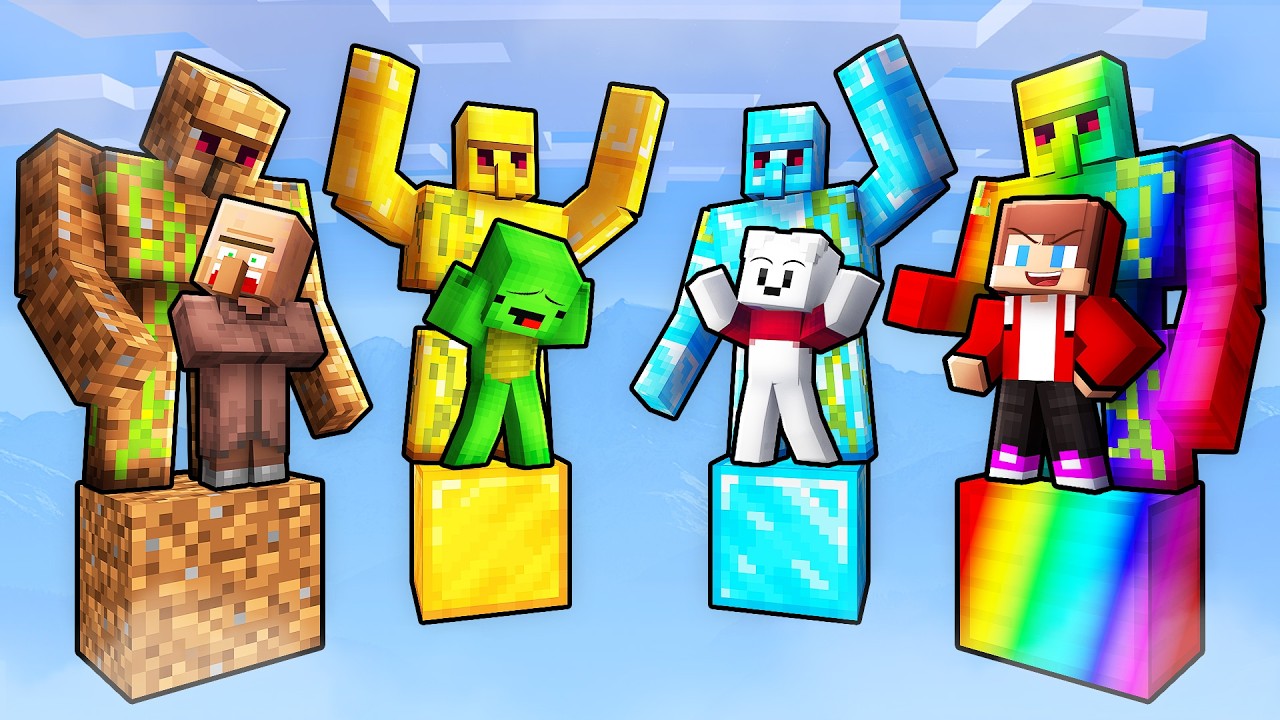 Mikey vs JJ vs Friends ONE BLOCK GOLEM BATTLE - Maizen Minecraft