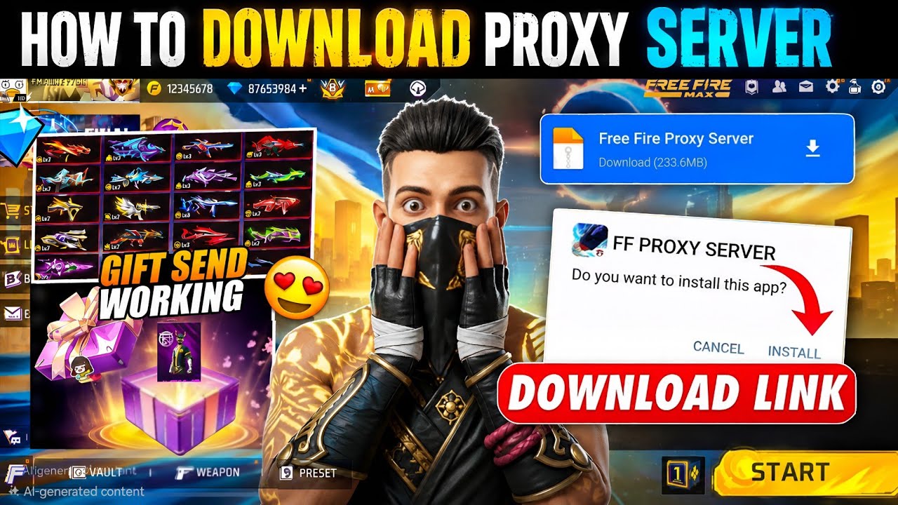HOW TO DOWNLOAD PROXY SERVER IN FREE FIRE, HOW TO USE PROXY SERVER IN FREE FIRE, VIP PROXY SERVER background