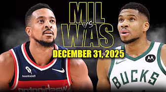 Milwaukee Bucks vs Washington Wizards Full Game Highlights – December 31, 2025 | NBA Season background