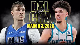 Dallas Mavericks vs Charlotte Hornets Full Game Highlights – March 3, 2026 | NBA Season background