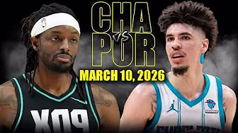 Charlotte Hornets vs Portland Trail Blazers Full Game Highlights – March 10, 2026 | NBA Season background