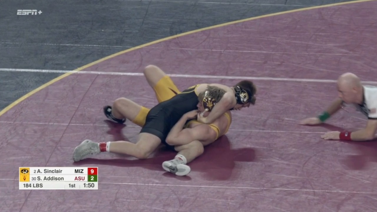 184lbs Aeoden Sinclair (Missouri) vs Shay Addison (Arizona State) background