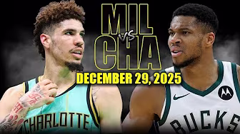 Milwaukee Bucks vs Charlotte Hornets Full Game Highlights – December 29, 2025 | NBA Season background