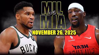 Milwaukee Bucks vs Miami Heat Full Game Highlights - November 26, 2025 | NBA Season background