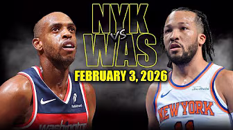 New York Knicks vs Washington Wizards Full Game Highlights – February 3, 2026 | NBA Season background