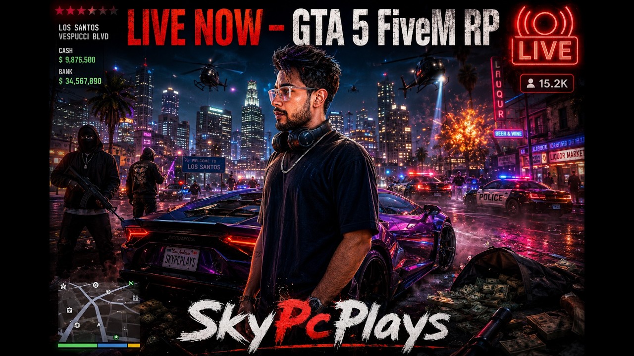 🔴 GTA 5 FiveM LIVE | Realistic Hindi Roleplay Gameplay #GTAV #gtalive #gtaroleplay #gtafivem background