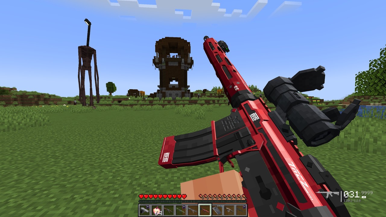 Pillagers Hired a HEAD LIGHT MONSTER to Guard Their Base... So I Destroy It With Modern Weapons! π₯