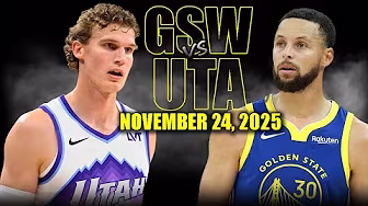 Golden State Warriors vs Utah Jazz Full Game Highlights - November 24, 2025 | NBA Season background