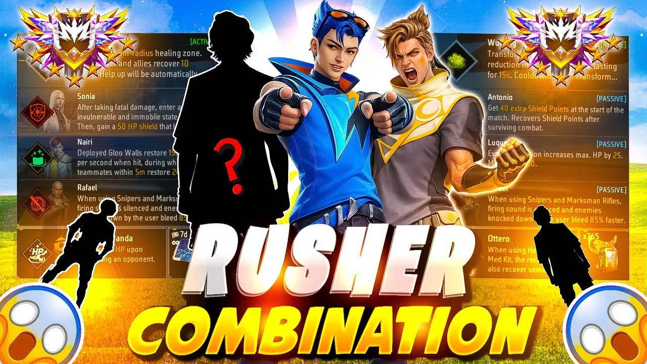 ( RUSHER) TOP 3 SECERT 💀 | br rank best character combination | best skill combination br rank