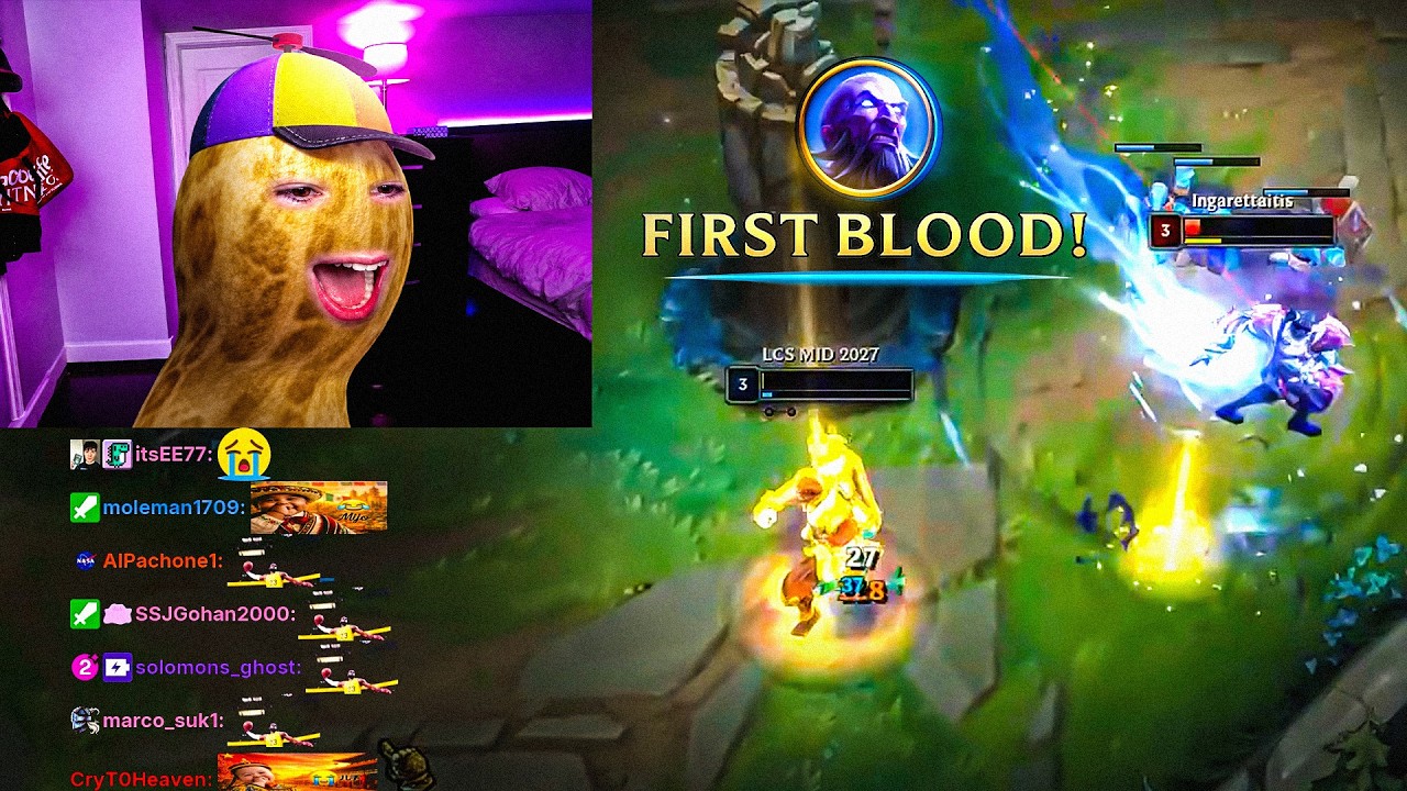 TheBurntPeanut gets his first solo kill in League of Legends