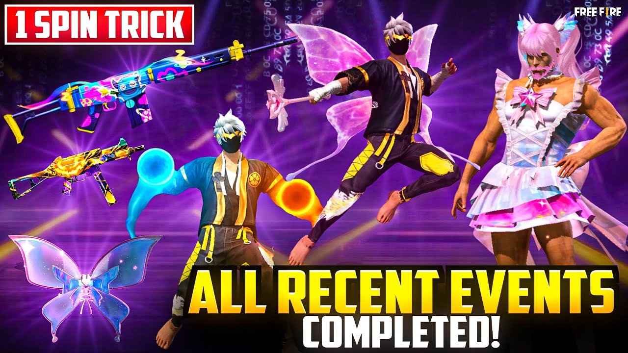 1 SPIN TRICK π±π | ALL RECENT EVENTS COMPLETED | Free Fire MAX background