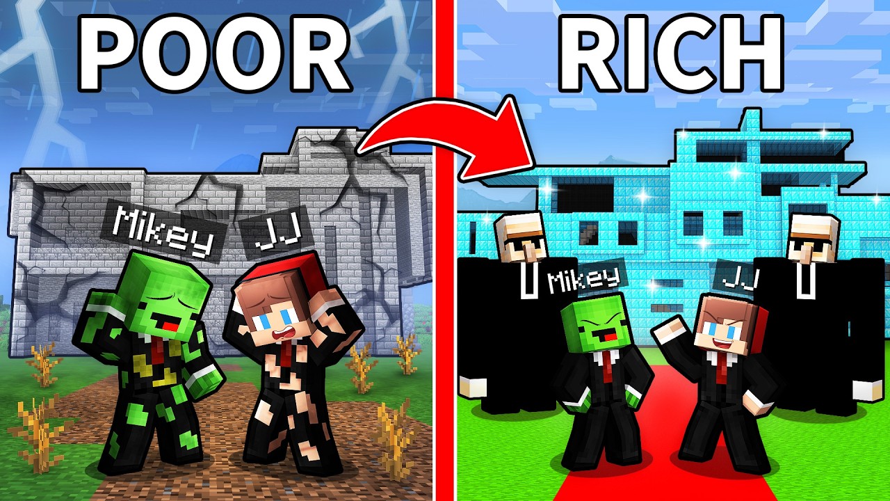 Mikey & JJ From POOR To RICH Mansion - Maizen Minecraft