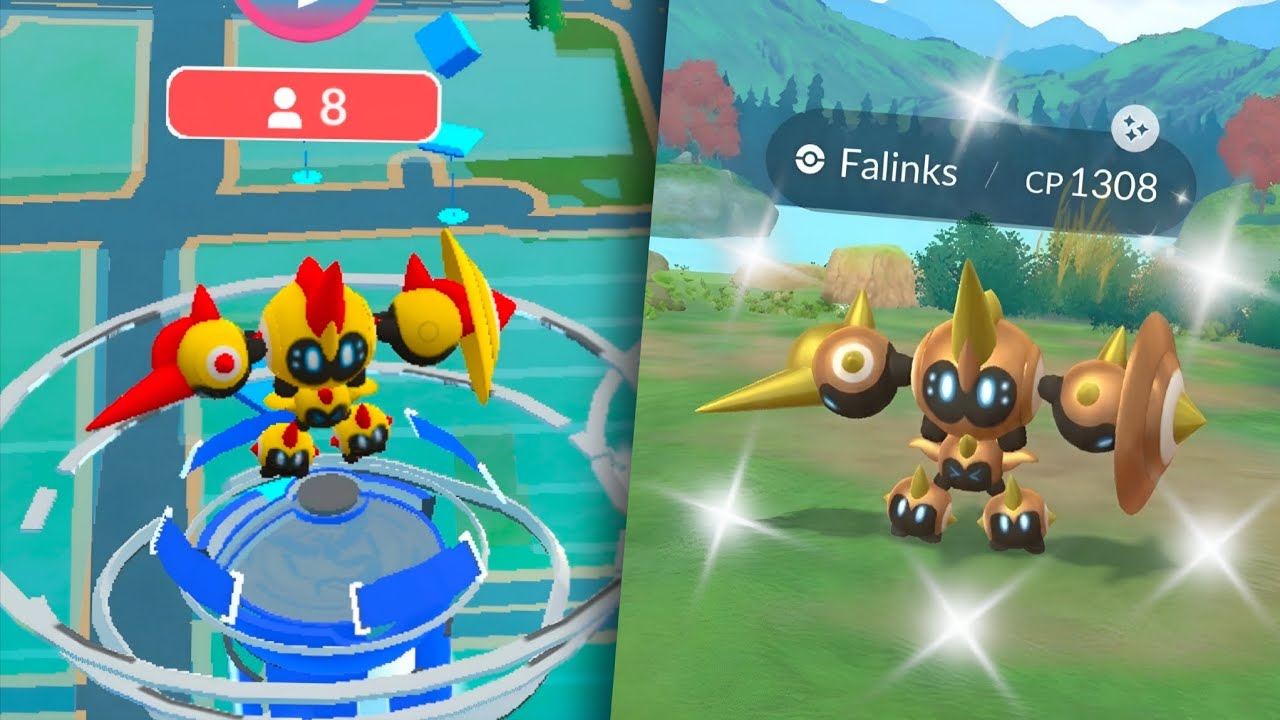 NEW SHINY Mega Falinks Debut in Pokémon GO background