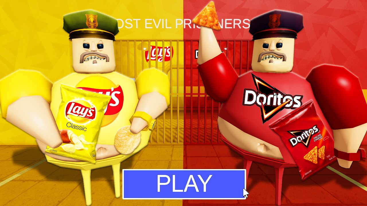 LAY'S BARRY Vs DORITOS BARRY in BARRY'S PRISON RUN! New Scary Obby (#Roblox)